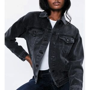 Lightly Distressed Black Denim Jacket